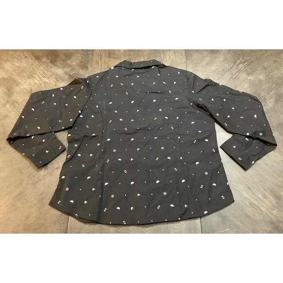 Taco Bell 3/4 Sleeve Employee Button Up Shirt Black Women's Size XL All Over - Picture 11 of 11